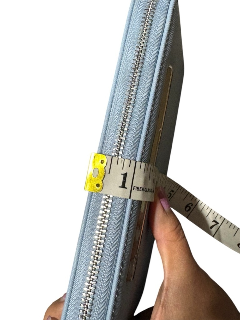 Steve Madden Light Blue Zip Clutch with Silver Bar - Picture 10 of 10